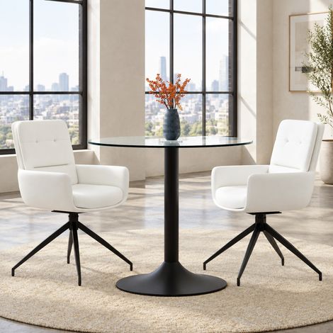 Table à manger 120 x 70 cm en MDF blanc avec rangement caché - CHICFURN (1/5)