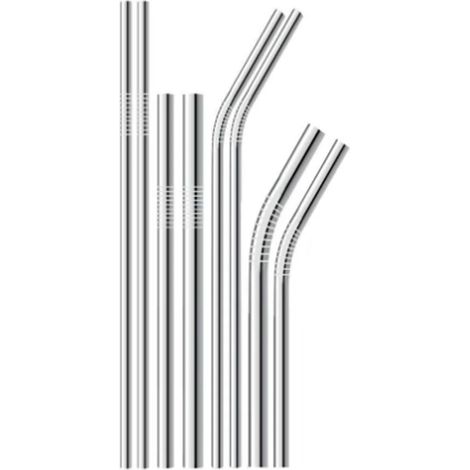 Lot de pailles réutilisables en acier inoxydable 304 avec brosses de nettoyage, écologique, non toxique, lavable, idéal pour smoothie, milkshake, 240mm droit