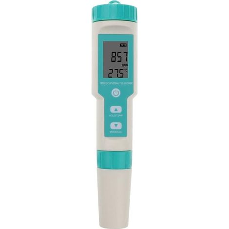 Elektronisches 7-in-1-pH-Meter, pH/TDS/Temp/SG/EC/ORP-Wasserqualitätsprüfgerät, hohe Genauigkeit ±0,01, pH-Tester für Trinkwasser (1/5)