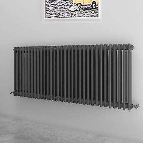 Acezanble 600x1460mm 2 Column Anthracite Horizontal Traditional Cast Iron Style Radiator (1/4)