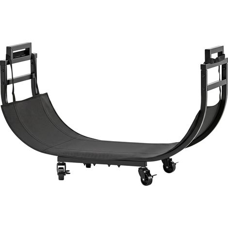 Mophorn Range-bûches intérieur 80,5x28,5x53 cm, porte-bûches mobile en métal noir pour cheminée, capacité 80 kg, en acier au carbone, support à bois avec 4 roulettes pivotantes équipées de freins (1/5)