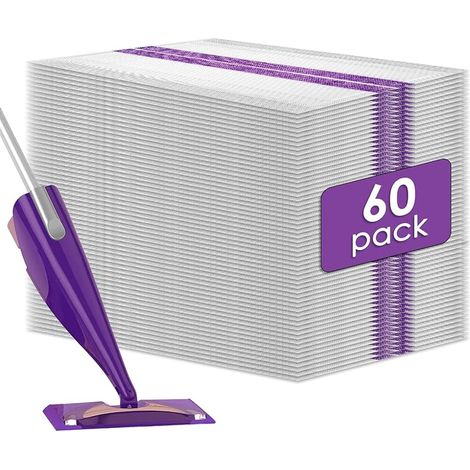 (60 Pièces) WetJet Lingettes Serpillières pour Swiffer WetJet, Lingettes Jetables, Recharges Multi-Surfaces pour Swiffer Wet Jet, Lingette Serpillière, Tampons de Vadrouille (1/5)
