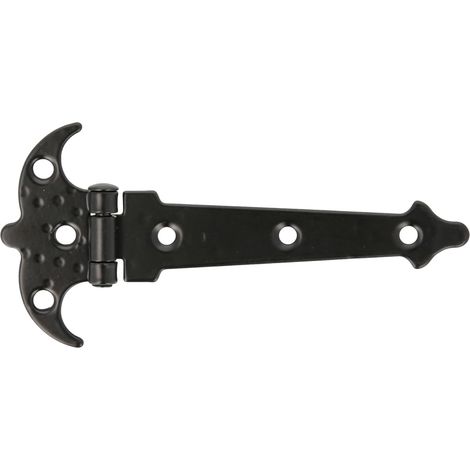 Charnière Renforcée Deux Palmes Noir Acier Poinçonné Style Rustique Forge pour Portes Battantes Lisses Entrée et Passage Extérieurs et Intérieurs et Armoires Dimensions 120 mm (1/5)