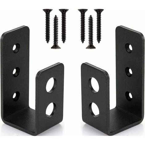 Pack of 2 heavy-duty steel door brackets for 2x4 doors, U-shaped security bar (1/4)