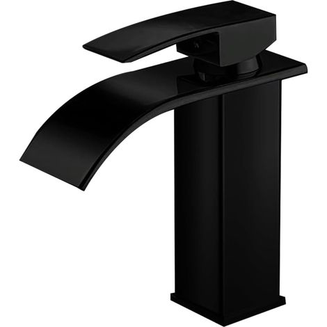 Waterfall Bathroom Faucet, Bathroom Faucet, Black Bathroom Waterfall Faucet, Chrome Stainless Steel Basin Faucet, Single Lever Basin Mixer Tap Adjustable Hot and (1/5)