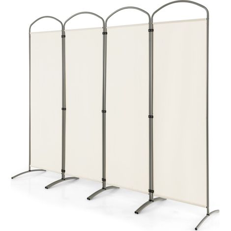 4 Panel Room Divider 188cm Folding Privacy Screen Portable Divider-White (1/5)