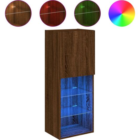Mobile TV  Armadietto TV  Mobile Porta TV con Luci LED Rovere Marrone 40,5x30x102 cm (1/5)