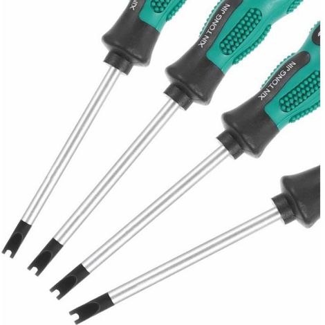 Tournevis Magnétique - Embouts U Et Fourche - Acier Chrome-Vanadium - Pour Vis Rainurées - 4 Pièces (1/4)