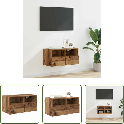 Rangement salon - Meuble TV mural Bois Ancien 60 x 30 x 30 cm Bois d'ingénierie (1/5)