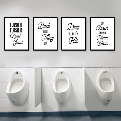 Affiche Salle De Bain - Toile Imprimée Citation Anglaise - Décoration Murale Salle De Bain - 4 Pièces - 20 x 25 cm (1/5)