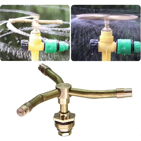 Spruzzatore rotante automatico a 3 bracci, sistema di irrigazione rotante a 360 gradi Testa dell'irrigatore, ampia area di copertura, irrigazione del prato da giardino, ugello rotante in ottone (4 bra (1/5)