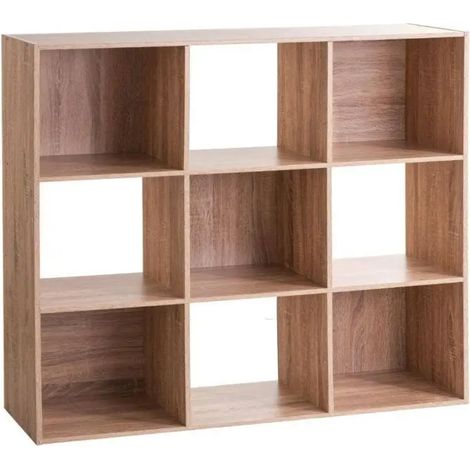 5Five Simply Smart – Étagère en bois naturel 9 cases – Dimensions L. 100,5 x P. 32 x H. 100,5 cm – Panneau de particules – Design moderne pour salon