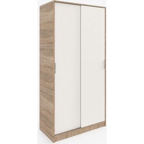 Armario 2 puertas correderas acabado roble cortez/blanco, 200 cm(alto)100 cm(ancho)50 cm(fondo. (1/4)