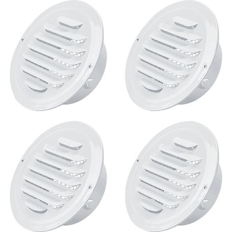 4PCS 4" Grilles D'Aération Rondes pour Soffite Grille de Ventilation de Soffite en Acier Inoxydable Blanc avec Couvercle de Ventilation Murale/Plafond et Moustiquaire Grille de Ventilation (1/5)