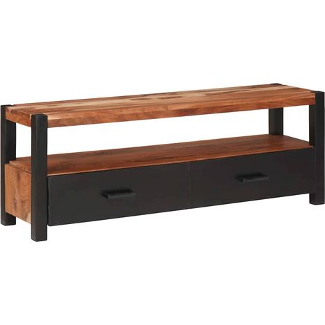 Meuble multimédia Marron 110 x 30 x 40 cm Bois d'Acacia Massif (1/5)