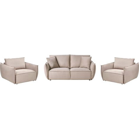 Conjunto de sala de estar de tela asiento bajo profundo ancho respaldo acolchado acogedor moderno gris pardo Kunes (1/5)