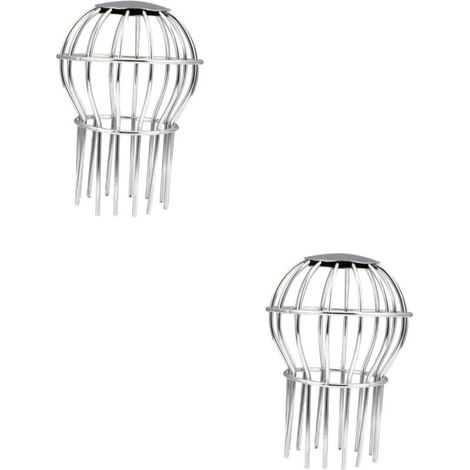 Lot de 2 grilles de gouttière en inox, filtre pour tuyau de descente, anti obstruction, extension en acier (1/4)