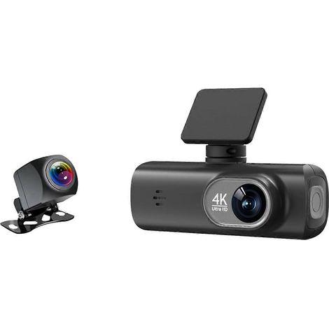 Mini cámara Embarquée WiFi 4K para automóvil, con doble objetivo delante y detrás y visión nocturna 1080p (boîtier noir). (1/5)