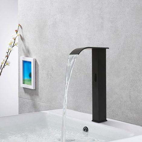 Capteur infrarouge Robinet de lavabo Salle de bain Mitigeur monocommandé Noir (1/5)