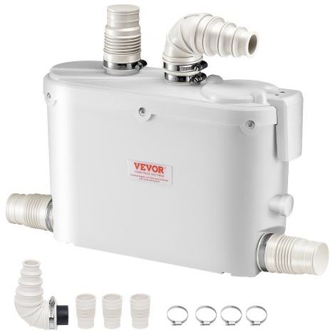 Hebeanlage, 500 W, 110 L/min Durchfluss, 8 m Förderhöhe, Schmutzwasserpumpe mit 4 Wassereinlässen, Abwasserhebeanlage für Küche, Keller, Dusche, Waschbecken, Waschküche, Badewanne (1/5)