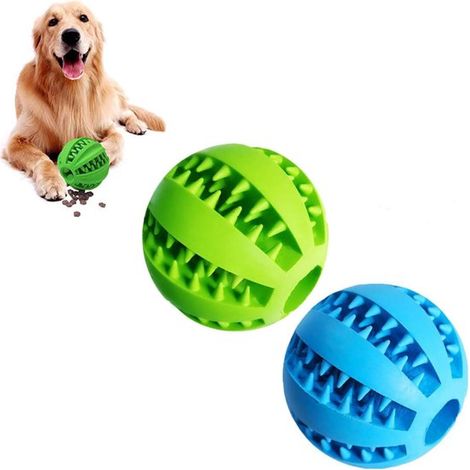 Pelota de juguete para perros de 2 piezas, Pelota para perros, 7 cm de diámetro, Juguetes educativos para perros, Azul y verde (1/5)