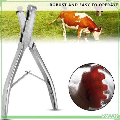 Pince à oreilles porcs - FAFEICY - modèle en U - métal inoxydable - 18 x 10 x 1 cm - pour porc & vache (1/5)