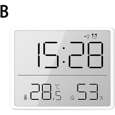 Horloge électronique ultra-mince, horloge numérique minimaliste, écran LCD mural, blanche/taille unique (1/5)