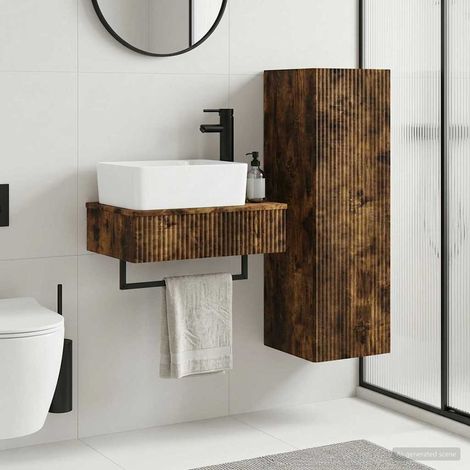 vidaXL Bathroom Furniture Set 2 pcs Smoked Oak 33 x 34.5 x 100 cm (1/5)
