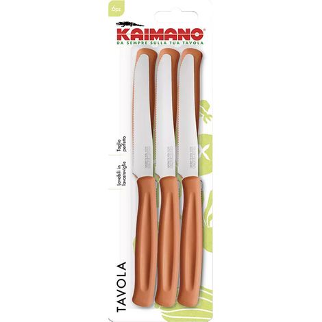 COLTELLO DA TAVOLA SEGHETTATO manico ruggine  - KAIMANO