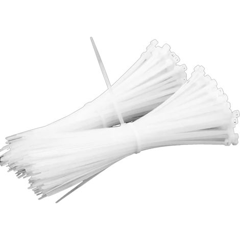 Colliers de serrage autobloquants en nylon blanc, colliers de serrage en plastique, colliers de serrage à traction, nylon PA66. (1/5)