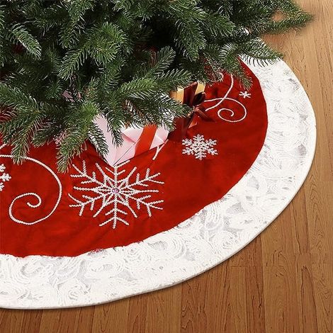 120cm Round Christmas Tree Skirt, Snowy Christmas Tree Mat, Christmas Tree Base Cover, Christmas Tree Skirt for Christmas Trees, Christmas Party Decorations