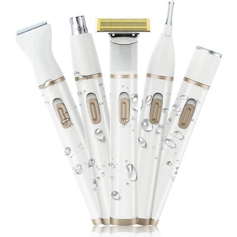 5 in 1 Women Electric Shaver Bottom Painless Body Hair Removal Noise Body Epilator Women Shavers Set for Face Nose Hair Eyebrow Whole Body (1/5)