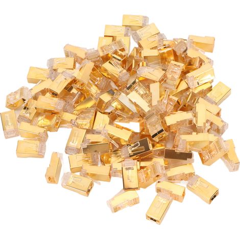 100 pièces Connecteurs RJ45 CAT6e Blindés Cuivre Pur, Embouts de Câble Ethernet 8P8C Dorés à sertir Plug-and-Play (1/5)