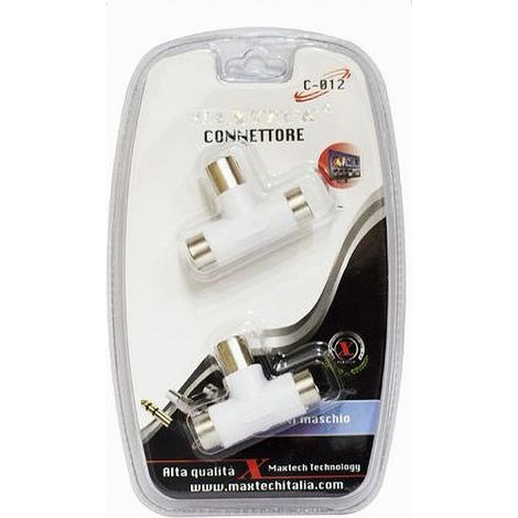 TRADE SHOP - Connettori Adattatore A T Antenna Maschio A 2x Ant Femmina Cavo Tv Maxtech C-012 - (1/2)