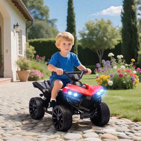 Quad eléctrico de 6 V para niños, ATV eléctrico con música y faros LED, para edades de 37 a 72 meses, 70 x 42 x 45 cm, rojo.