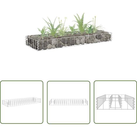 The Living Store Lit surélevé à gabion Acier galvanisé 90x30x10 cm - Jardinière À Gabion - Bordure Jardin - Bac Plante - Pot Fleuri Extérieur - Décoration Jardin (1/5)