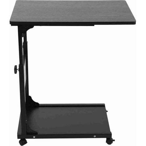 Tragbarer, multifunktionaler, abnehmbarer Laptop-Tisch mit Rollen, für Bett, Sofa, Bücher, Schwarz