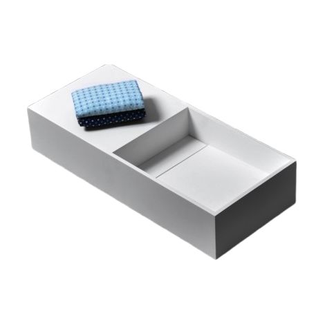 Lavabo sospeso o da appoggio con portaoggetti TWG08 - Solid Surface - 75 x 32,5 x 15 cm