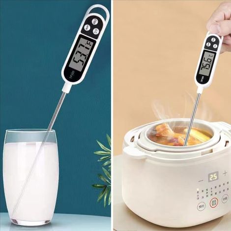 Termometro da cucina con display LCD Termometro digitale con sonda lunga Alta precisione, termometro da cucina a lettura istantanea, per barbecue, olio, carne, cibo, latte, vino, acqua calda (1/4)