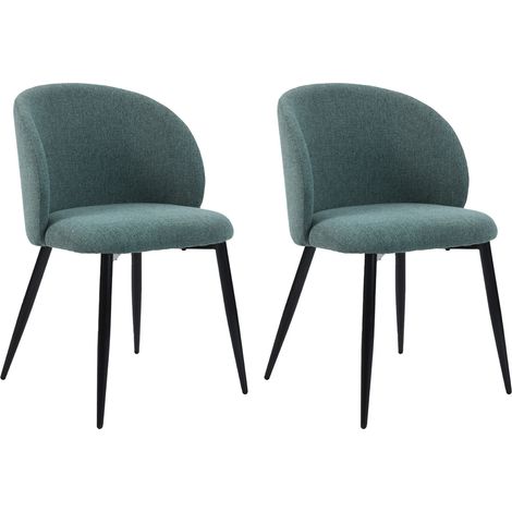 Sillas Mobili Rebecca Festuca 81x54x56 Tela de Polilino Metal  Verde Agua Negro Moderno SET 2 piezas (1/5)