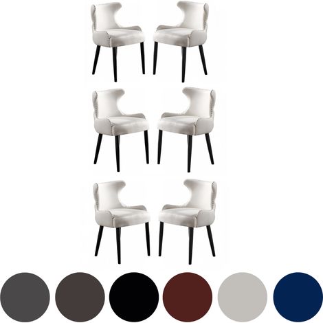 Juego de 6 sillas de comedor de terciopelo Oxford LUX: sillas tapizadas para comedor, cocina: crema (1/5)