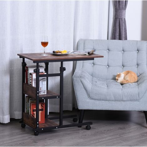 Table salon mobile réglable 80x40x72-82 cm métal brun OKMYHOME (1/4)