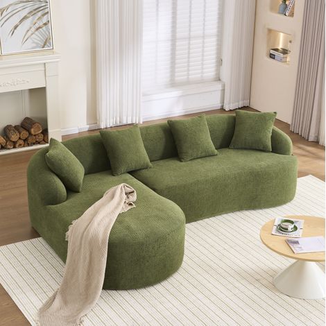 3-Sitzer-Sofa, bogenförmig, weicher Chenille Bezug, vakuumverpackt, Grün (1/5)