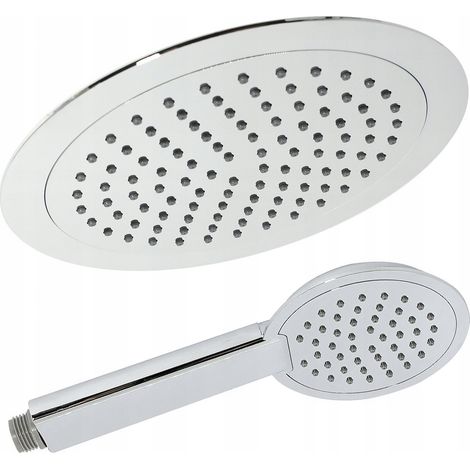 Duschset mit Regenduschkopf und Handbrause, verchromt (1/5)