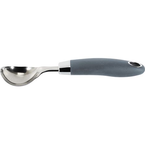 Cuillère à glace en inox manche en caoutchouc gris (1/5)