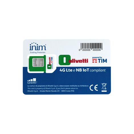 SIM card INIM (dati, SMS e Voce), utilizzabile con tutti i moduli GSM INIM per dispositivi antintrusione.