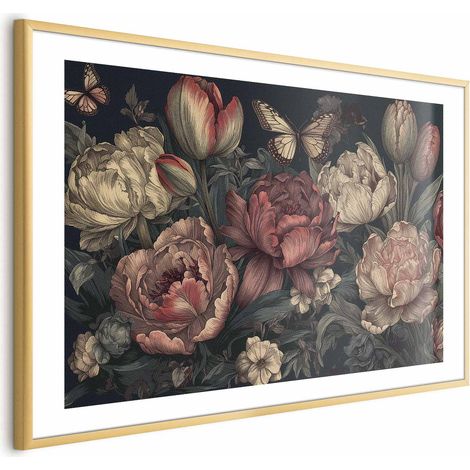Poster – Blumen auf türkisfarbenem Hintergrund (1/4)