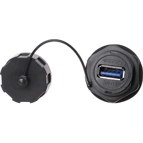 Adaptateur USB femelle pour montage sur panneau, connecteur étanche IPL7 avec capuchon