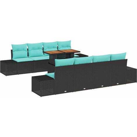 Garden Sofa Set 9 pcs Black Poly rattan vidaXL (1/5)