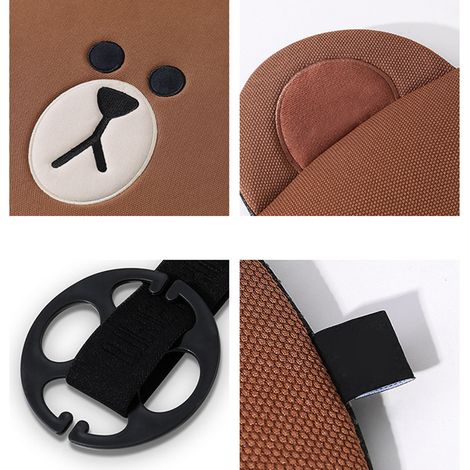 Coussin de voiture respirant et rafraîchissant, motif ours brun, pour siège auto confortable. (1/5)